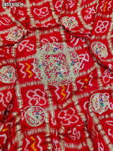 By New Traditional Gaji Silk Bandhani Pila Chunri with Zardozi Work