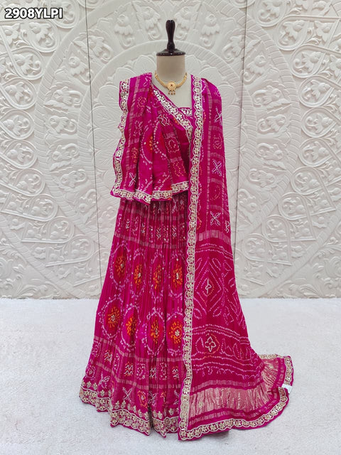 KcPc New Designer Gaji Silk Lehenga Featuring Traditional Bandhani Patterns and Elegant Gotapatti Detailing  SFS