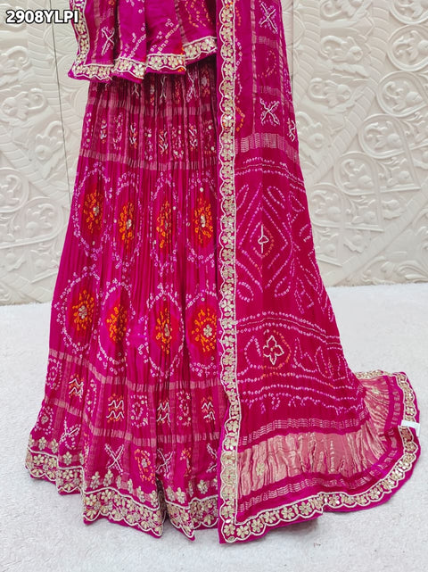 KcPc New Designer Gaji Silk Lehenga Featuring Traditional Bandhani Patterns and Elegant Gotapatti Detailing  SFS