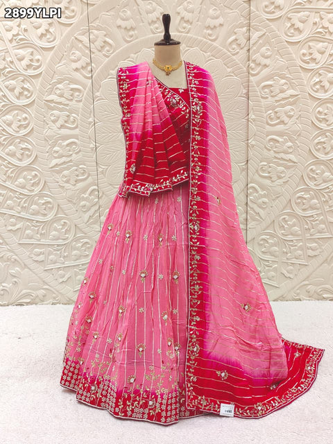 KcPc New Traditional Chinon Silk Lehenga with Cutdana Gota Patti Work Lehanga KSF