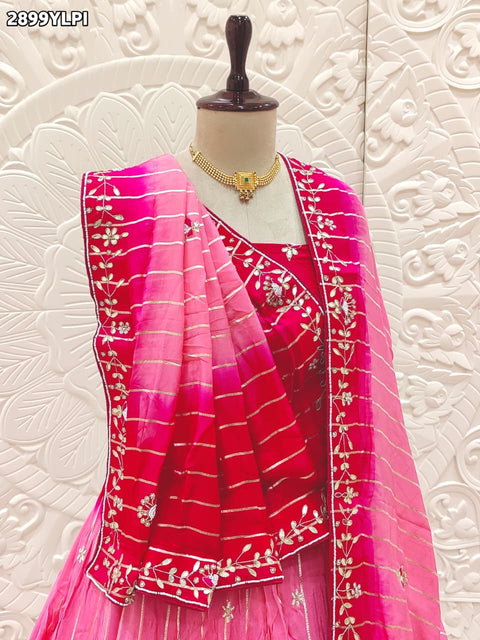 KcPc New Traditional Chinon Silk Lehenga with Cutdana Gota Patti Work Lehanga KSF