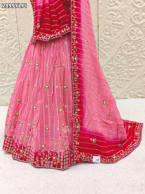 KcPc New Traditional Chinon Silk Lehenga with Cutdana Gota Patti Work Lehanga KSF