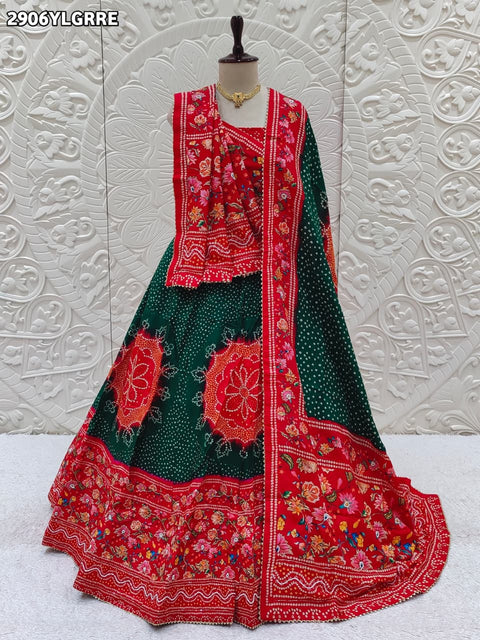 KcPc New Trendy Crepe Silk Printed Lehenga with Decorative Cutdana Finish   SFS