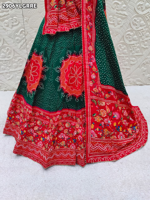 KcPc New Trendy Crepe Silk Printed Lehenga with Decorative Cutdana Finish   SFS