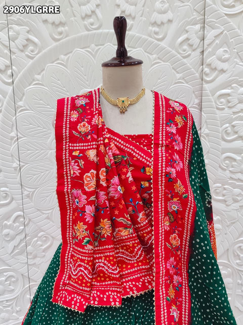 KcPc New Trendy Crepe Silk Printed Lehenga with Decorative Cutdana Finish   SFS