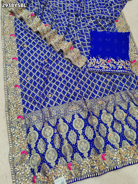 KcPc New Pure Khaddi Georgette Saree with Handcrafted Gota Patti Work    BTU