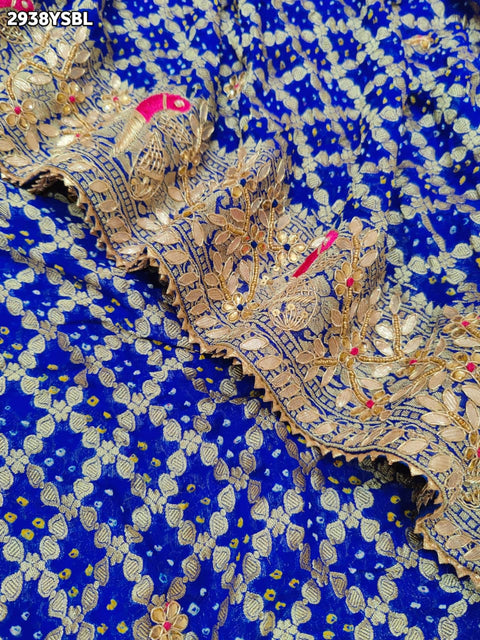 KcPc New Pure Khaddi Georgette Saree with Handcrafted Gota Patti Work    BTU