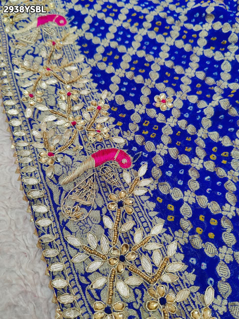 KcPc New Pure Khaddi Georgette Saree with Handcrafted Gota Patti Work    BTU