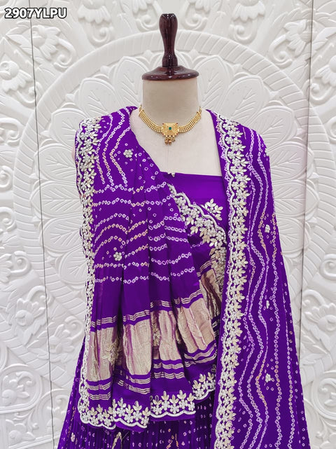 KcPc New Traditional Bandhani Gaji Silk Lehenga with Exquisite Gota Work  SFS