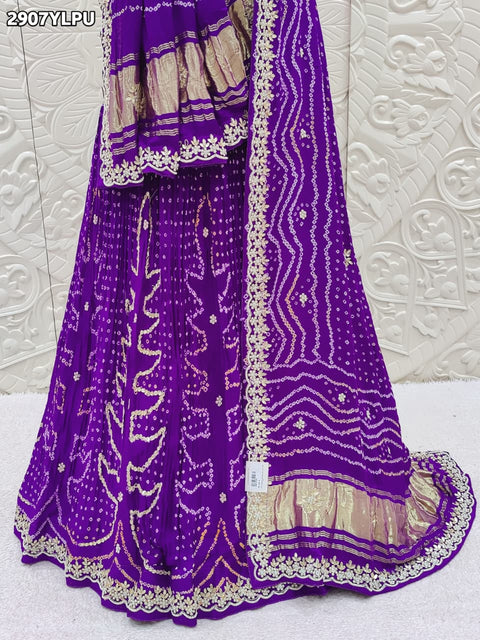 KcPc New Traditional Bandhani Gaji Silk Lehenga with Exquisite Gota Work  SFS