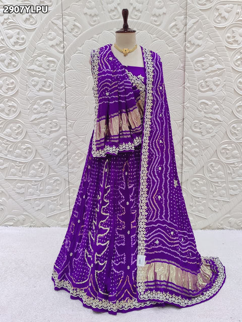KcPc New Traditional Bandhani Gaji Silk Lehenga with Exquisite Gota Work  SFS