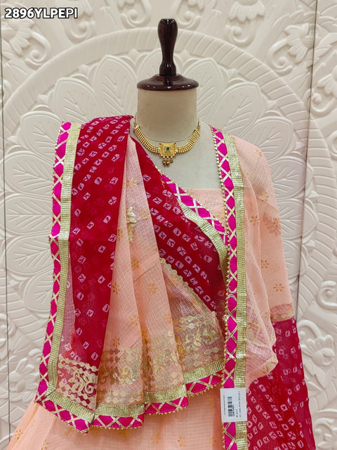 KcPc New Elegant Kota Doria Bandhani Lehenga with Gota Patti Work  SSB