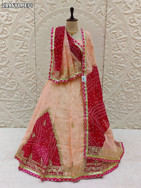 KcPc New Elegant Kota Doria Bandhani Lehenga with Gota Patti Work  SSB