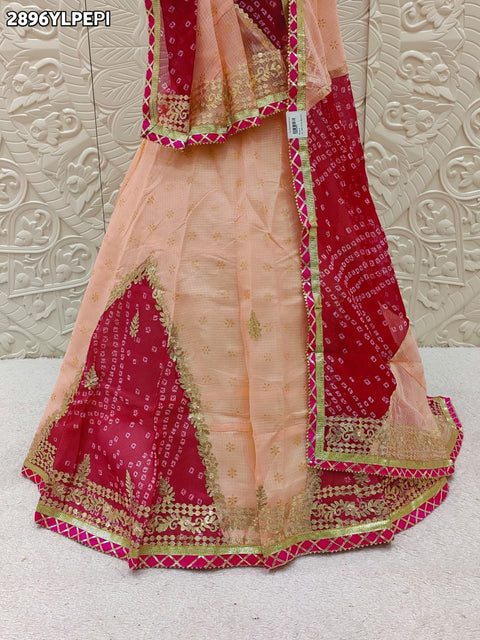 KcPc New Elegant Kota Doria Bandhani Lehenga with Gota Patti Work  SSB