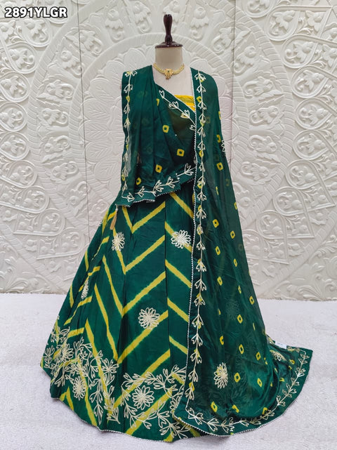 KcPc New Premium Leheriya Lehenga in Flowing Chinon with Handcrafted Gota Work  SSB