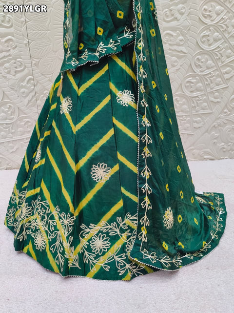 KcPc New Premium Leheriya Lehenga in Flowing Chinon with Handcrafted Gota Work  SSB