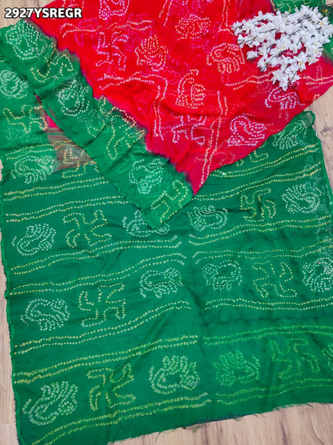 KcPc Trendy Chiffon Saree with Festive Bandhani Pattern Saree SUL