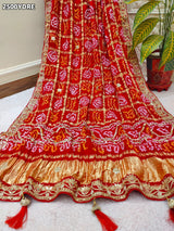 KcPc New Gaji Silk Dupatta Bandhani Style with Beautiful Gota Patti Work AMT