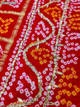 KcPc New Gaji Silk Dupatta Bandhani Style with Beautiful Gota Patti Work AMT