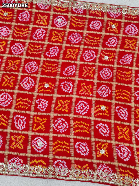 KcPc New Gaji Silk Dupatta Bandhani Style with Beautiful Gota Patti Work AMT