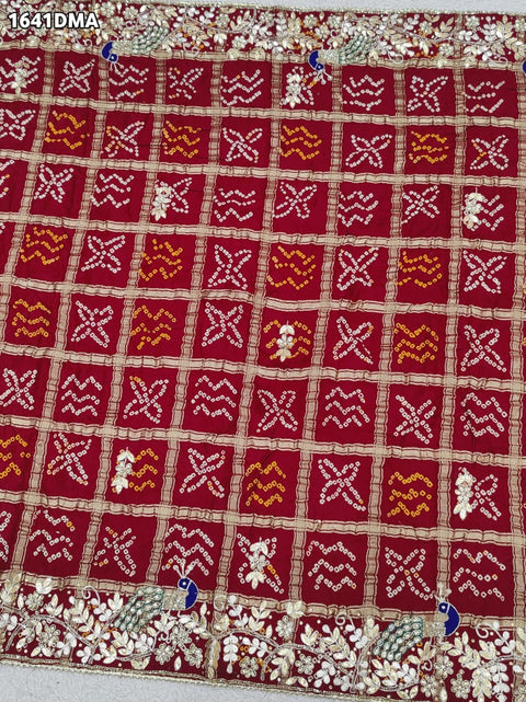 KcPc New Premium Gharchola Dupatta in Pure Gaji Silk with Intricate Gota Patti Detailing   AMT
