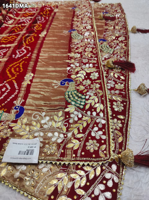 KcPc New Premium Gharchola Dupatta in Pure Gaji Silk with Intricate Gota Patti Detailing   AMT
