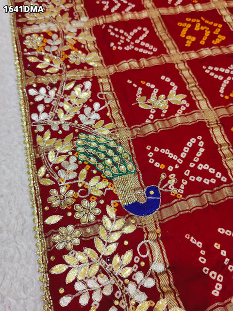 KcPc New Premium Gharchola Dupatta in Pure Gaji Silk with Intricate Gota Patti Detailing   AMT