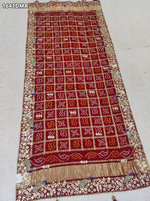 KcPc New Premium Gharchola Dupatta in Pure Gaji Silk with Intricate Gota Patti Detailing   AMT