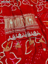 KcPc New Gaji Silk Bandhani Style Dupatta with Gota Patti Embellishment Royal ElegancePRF