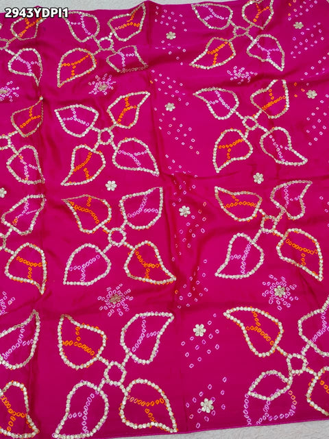 KcPc New Premium Bandhani Dupatta in Gaji Silk Handcrafted Gota Patti Random Latkan  PRF