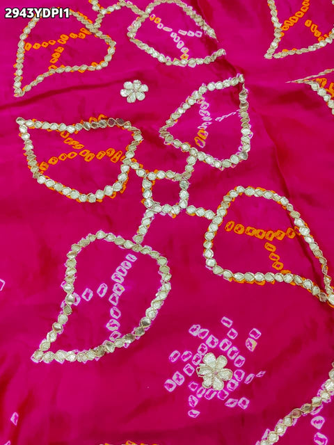 KcPc New Premium Bandhani Dupatta in Gaji Silk Handcrafted Gota Patti Random Latkan  PRF