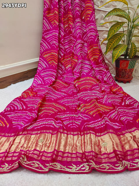 KcPc New Traditional Gaji Silk Bandhani Dupatta with Gota Patti Work For Bridal Looks  PRF