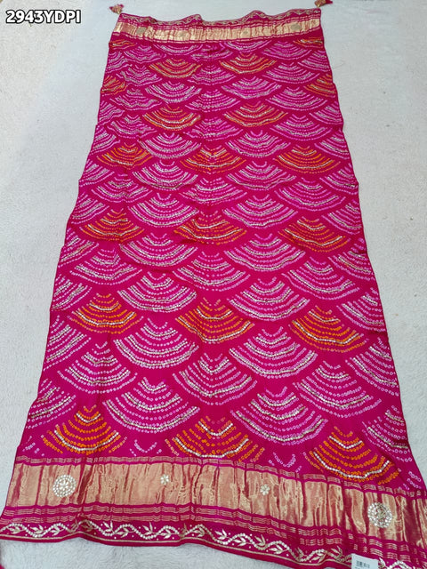 KcPc New Traditional Gaji Silk Bandhani Dupatta with Gota Patti Work For Bridal Looks  PRF