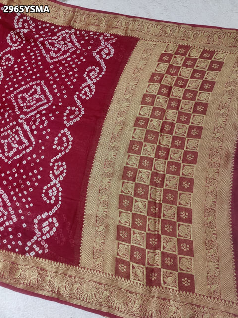 By Bandhani Saree With Zari Weaving Border 