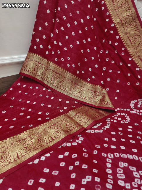 By Bandhani Saree With Zari Weaving Border 