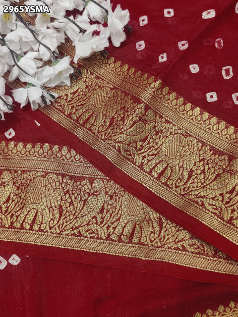 By Bandhani Saree With Zari Weaving Border 