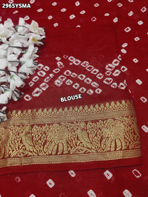By Bandhani Saree With Zari Weaving Border 