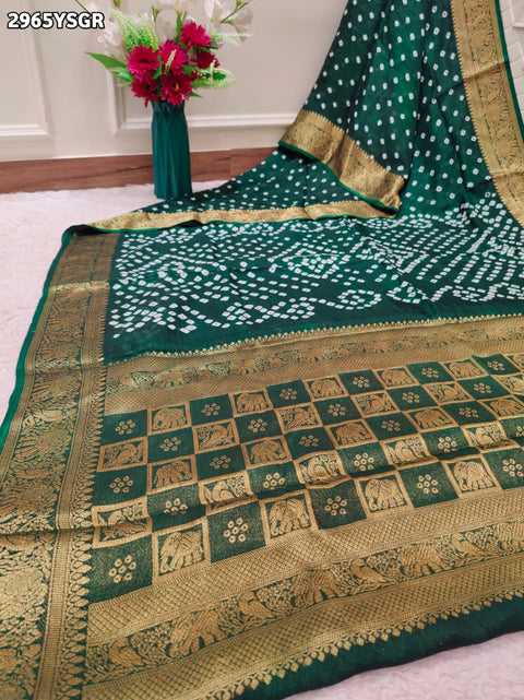 By Bandhani Saree With Zari Weaving Border 