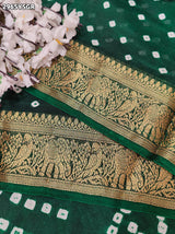 By Bandhani Saree With Zari Weaving Border 
