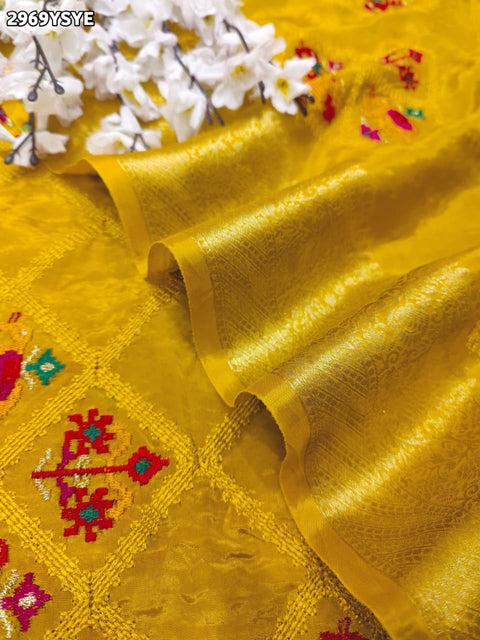 KcPc New Festive HO Silk Patola Saree with Traditional Kashida Work ANT