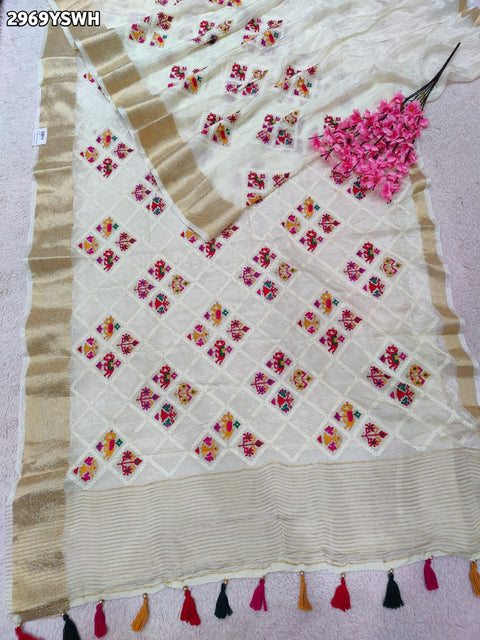 KcPc New Traditional HO Silk Saree with Handcrafted Kashida Embroidery Perfect for Festivals   ANT