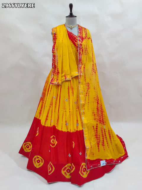 KcPc New Festive Chinon Silk Lehenga in Shibori Style Adorned with Exquisite Cutdana Embellishments    GSM