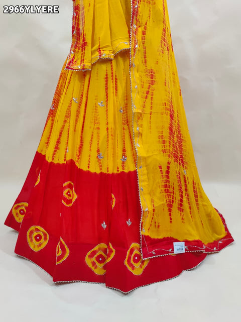 KcPc New Festive Chinon Silk Lehenga in Shibori Style Adorned with Exquisite Cutdana Embellishments    GSM