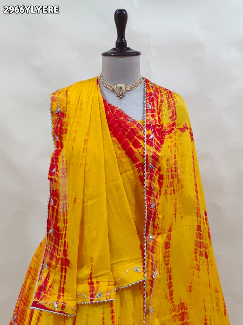 KcPc New Festive Chinon Silk Lehenga in Shibori Style Adorned with Exquisite Cutdana Embellishments    GSM