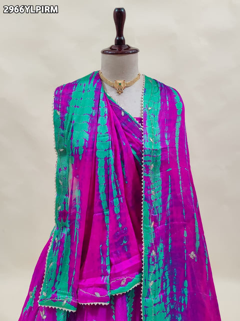 KcPc New Exquisite Chinon Silk Lehenga with Shibori Pattern & Cutdana Work for Celebrations   GSM