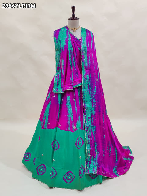 KcPc New Exquisite Chinon Silk Lehenga with Shibori Pattern & Cutdana Work for Celebrations   GSM