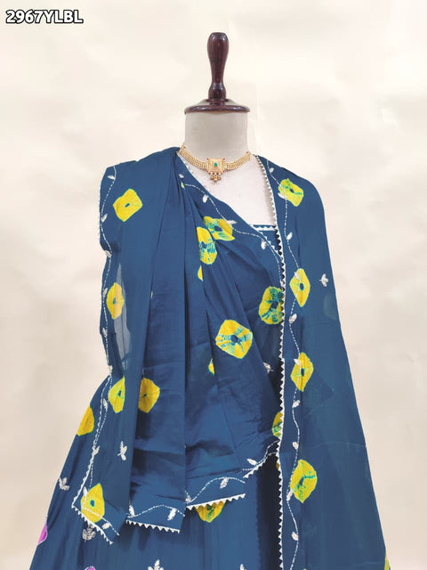 KcPc New Festive Shibori Chinon Silk Lehenga with Cutdana Detailing  GSM