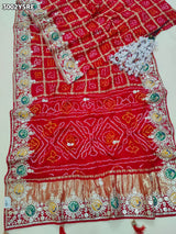 By Bandhani Saree With Traditional Gotapatti Work