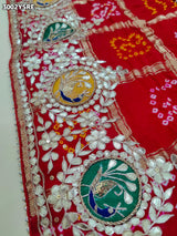 By Bandhani Saree With Traditional Gotapatti Work