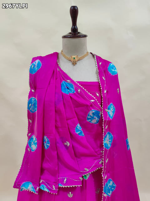 KcPc New Traditional Shibori Style Chinon Silk Lehenga with Cutdana Handwork  GSM